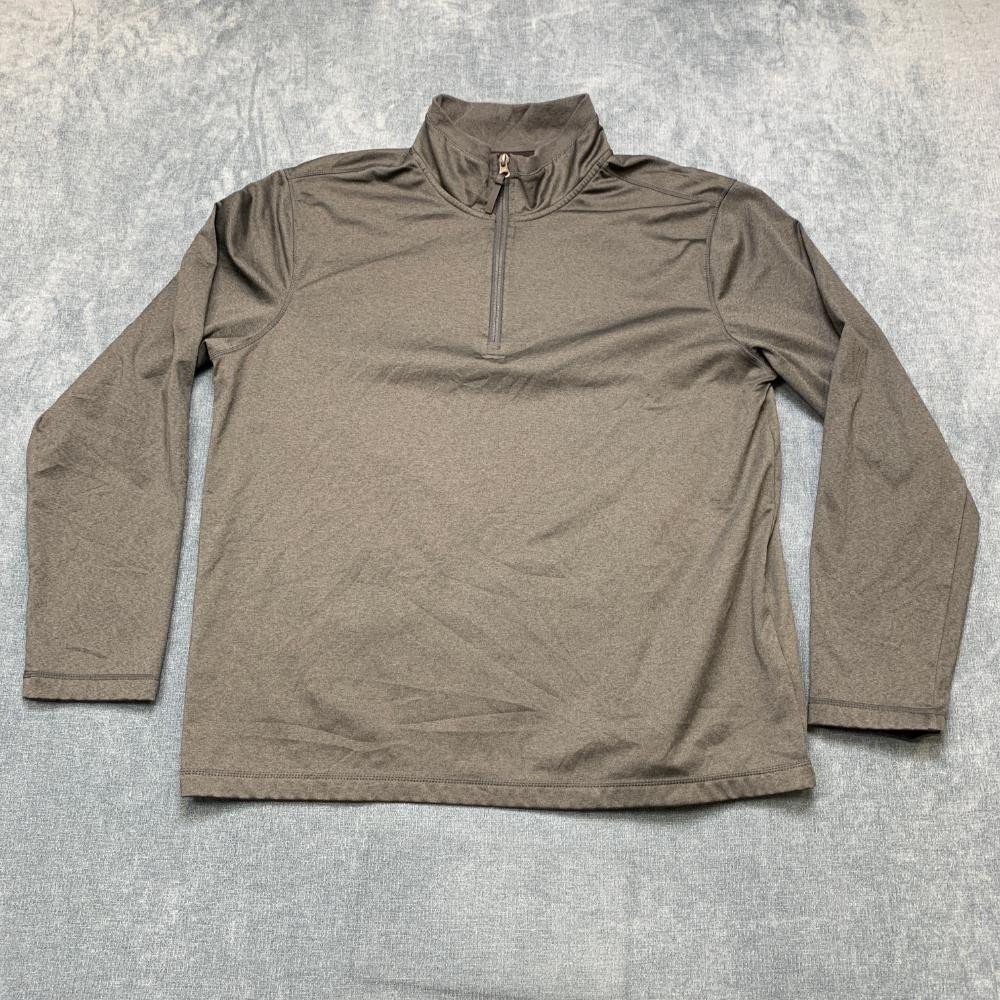32 Degrees Heat Sweater Men's Large Brown Quarter Zip Long Sleeve Performance